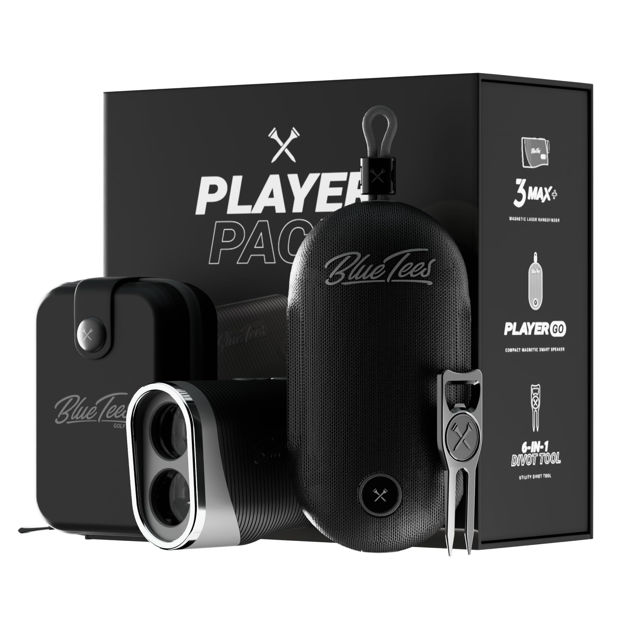 Blue Tees Golf Player Pack GO Bundle - Series 3 Max+ Rangefinder with Premium Case - The Complete Golf Bundle