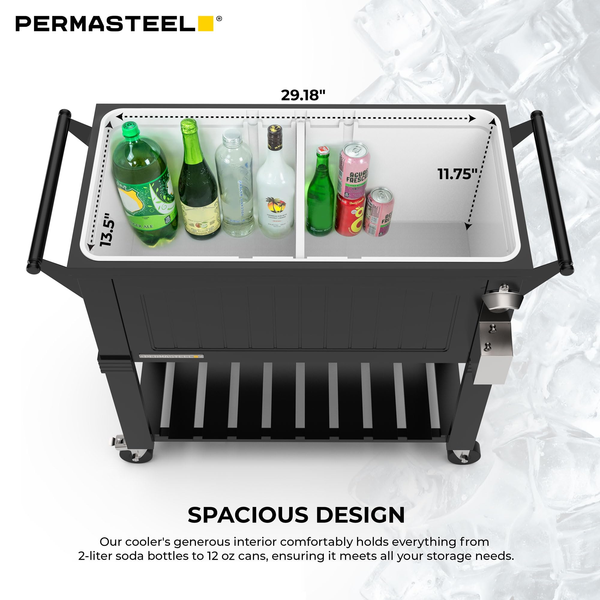 Permasteel Party Cooler with Divider, Spacious 80-Qt Capacity, Black
