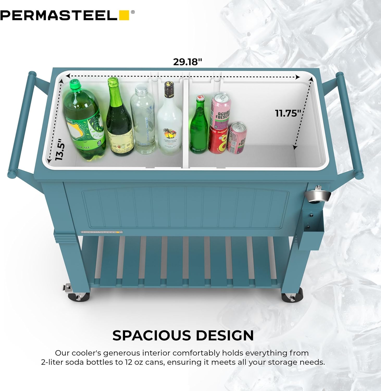 Permasteel Party Cooler with Divider, Spacious 80-Qt Capacity, Teal