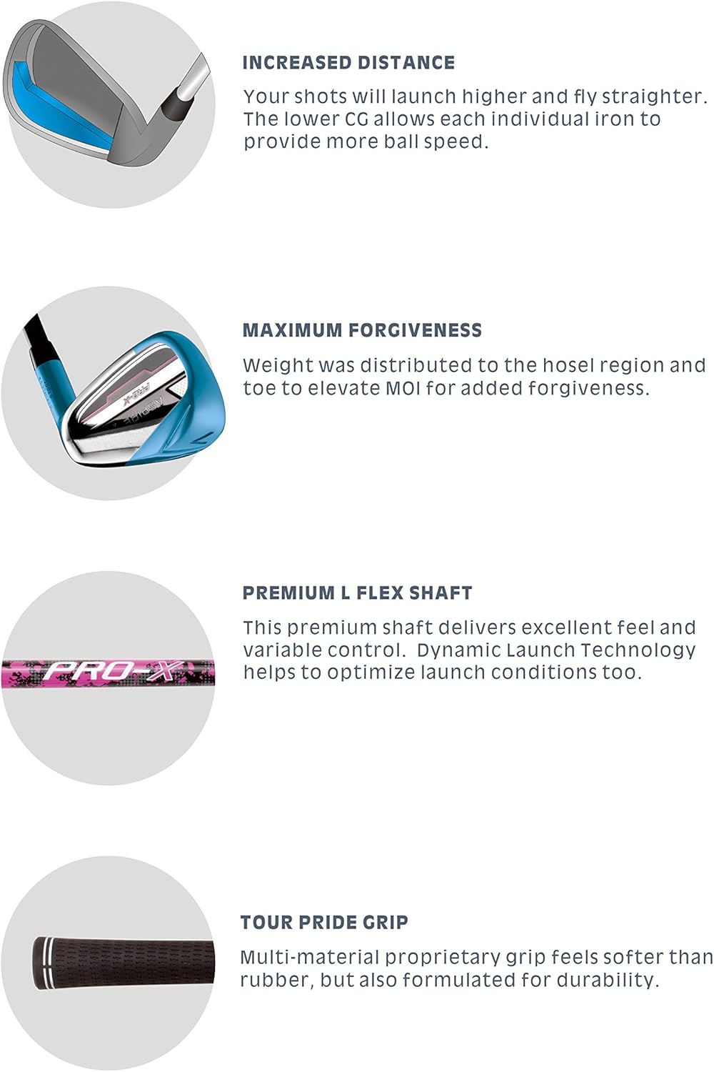 Aspire PRO-X 16-Piece Womens Golf Club Set, Golf Clubs Women Right Handed, Regular & Petite Sizes