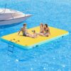 Specraft Inflatable Floating Dock, Non-Slip Air Dock Platform loating Island Raft with Rope Ladder, Yellow+Mint Green