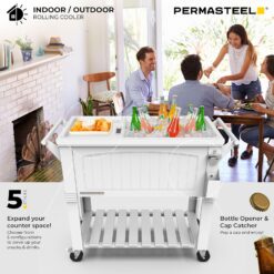 Permasteel Party Cooler with Divider, Spacious 80-Qt Capacity, White