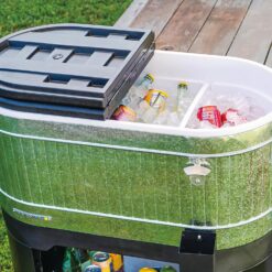 Permasteel 120-Qt Rolling Ice Chest, Portable Patio Party Bar Drink Cooler Cart with Wheels
