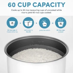 Aroma 30-Cup (Uncooked) / 60-Cup (Cooked) Rice Cooker, Large Capacity 14 Qt, Stainless Steel Exterior