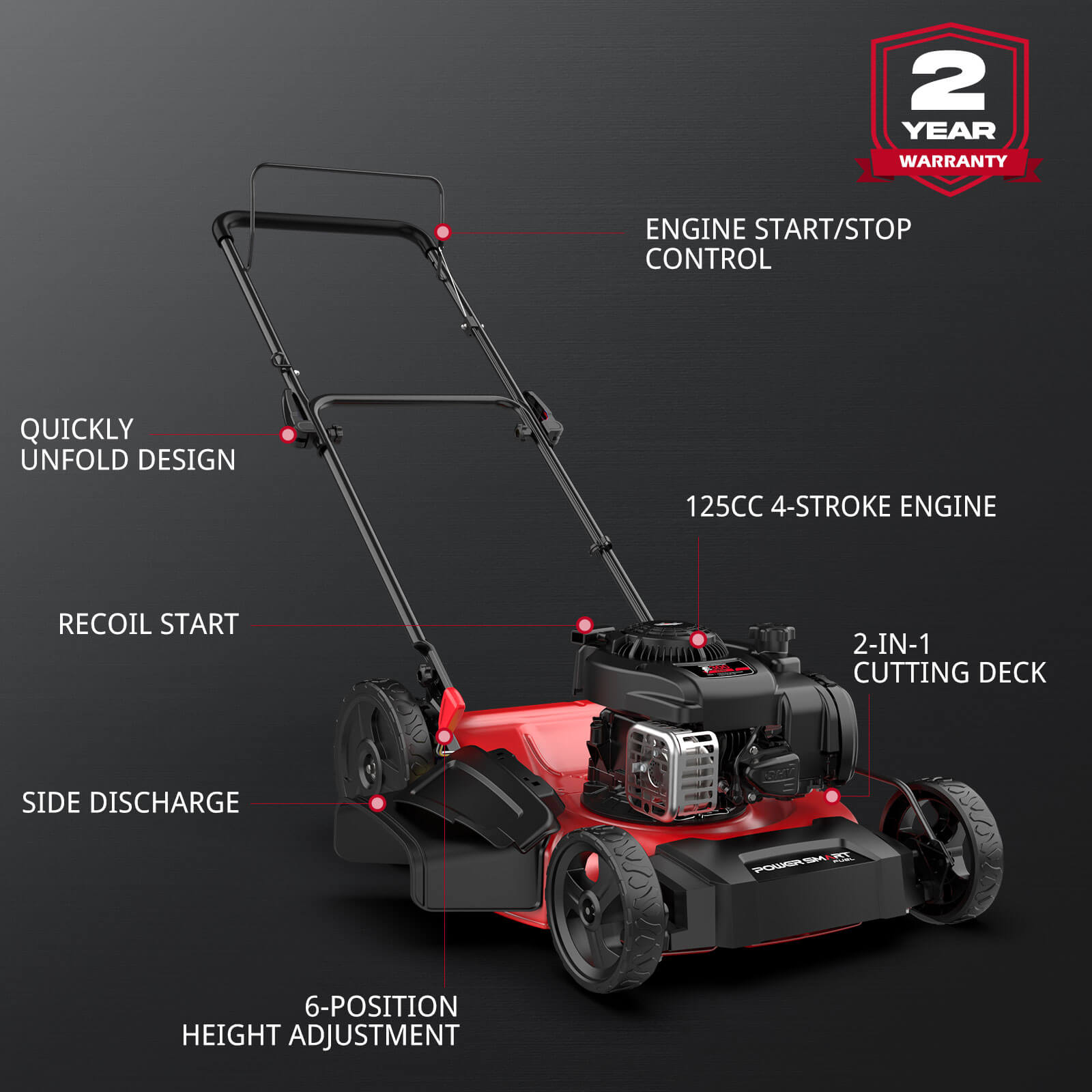 Powersmart 21" 125cc Gas Push 2-1 Lawn Mower w/ Briggs & Stratton 300E Engine B8721C