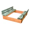 Badger Basket 46.5'' x 9.5'' Solid Wood Square Sandbox with Cover, Natural/Green