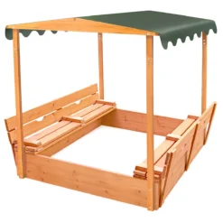 Badger Basket Deluxe 46.5'' x 57'' Solid Wood Square Sandbox with Cover