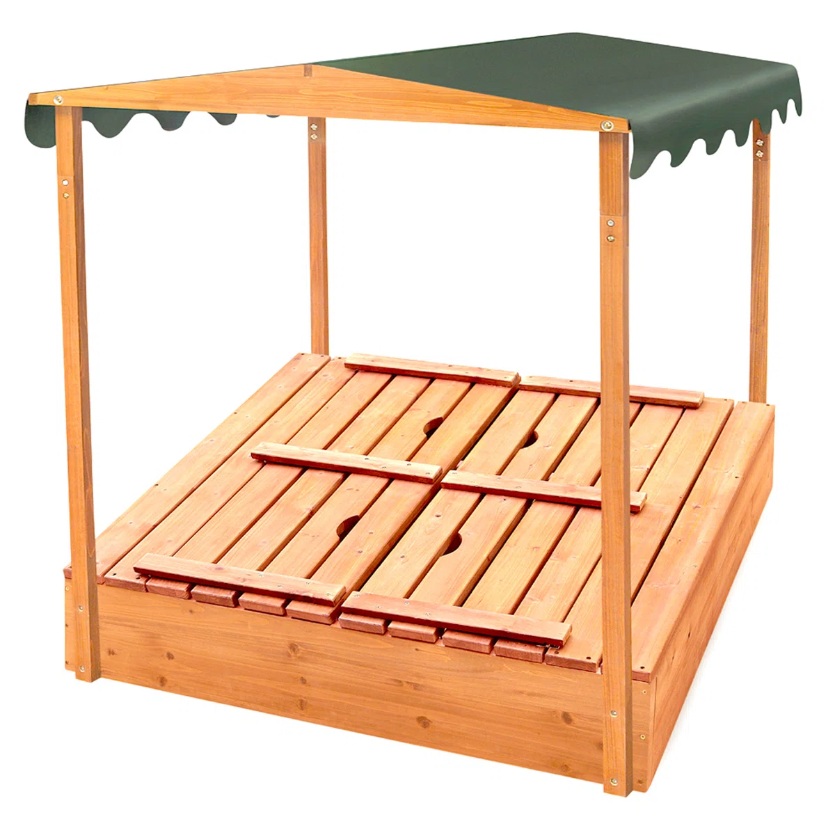 Badger Basket Deluxe 46.5'' x 57'' Solid Wood Square Sandbox with Cover