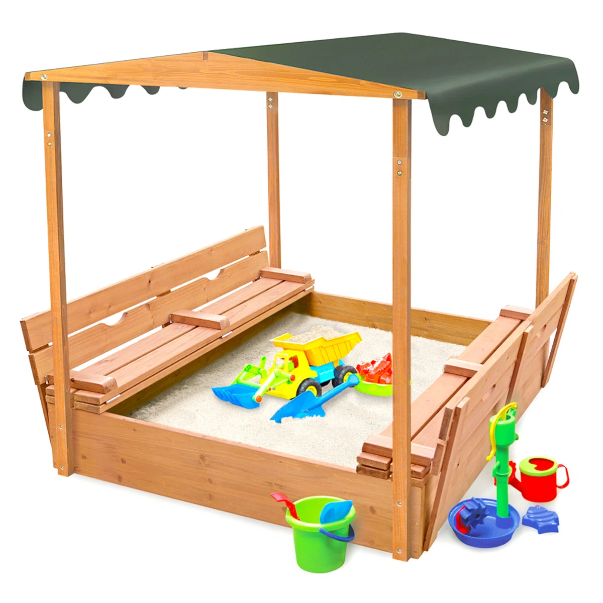 Badger Basket Deluxe 46.5'' x 57'' Solid Wood Square Sandbox with Cover