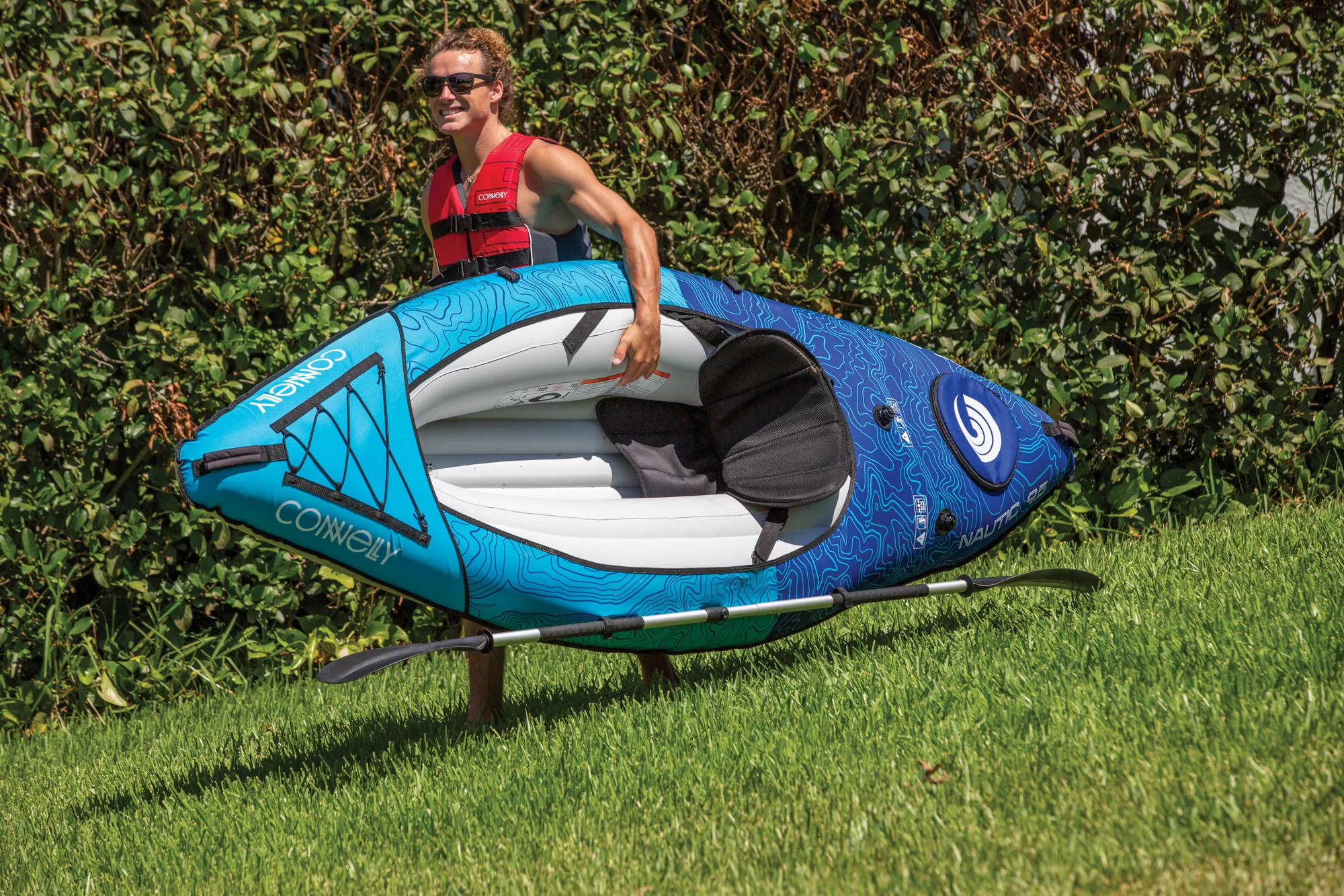 Connelly Nautic 9.5 Solo Rider Inflatable Kayak, Blue/White