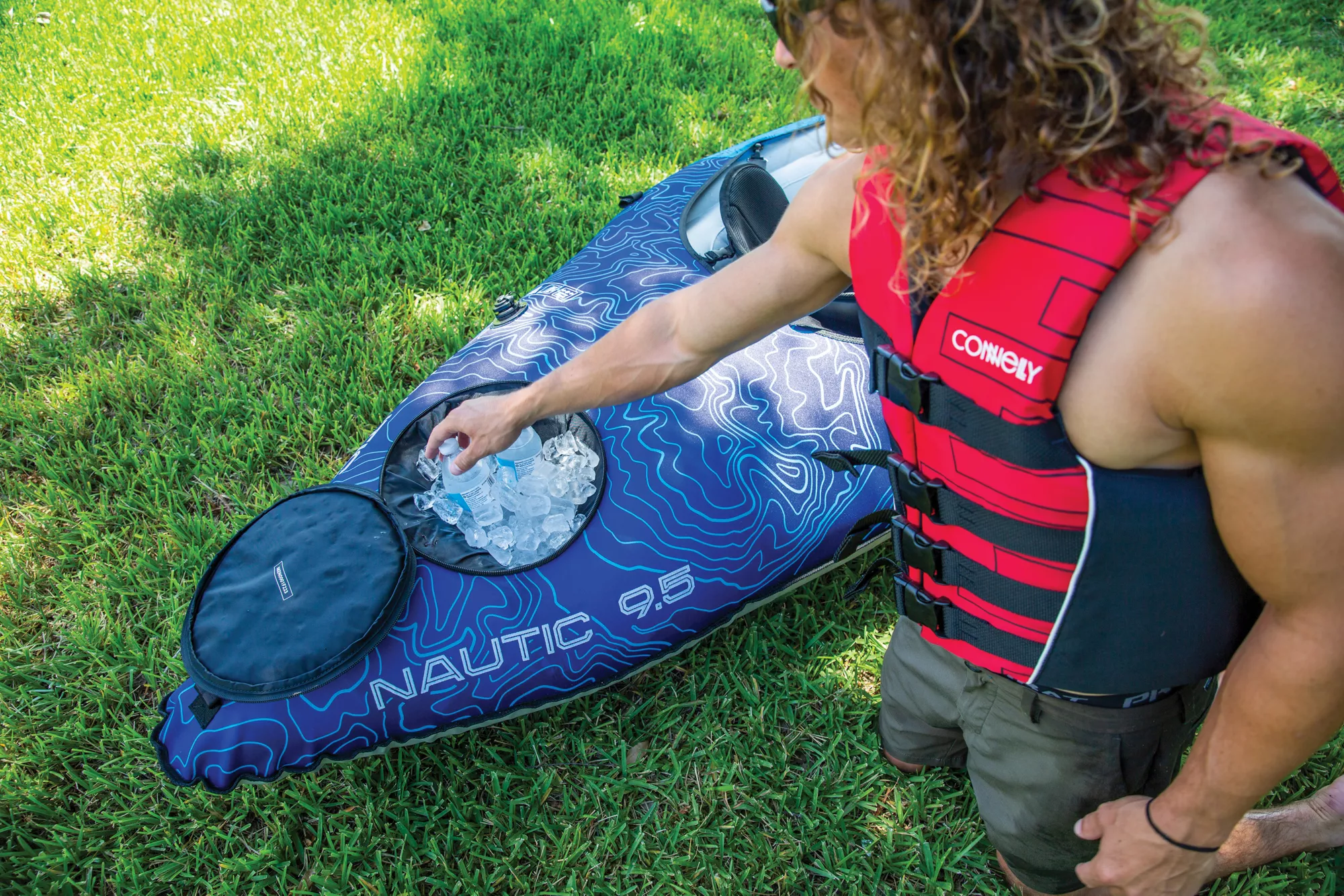 Connelly Nautic 9.5 Solo Rider Inflatable Kayak, Blue/White