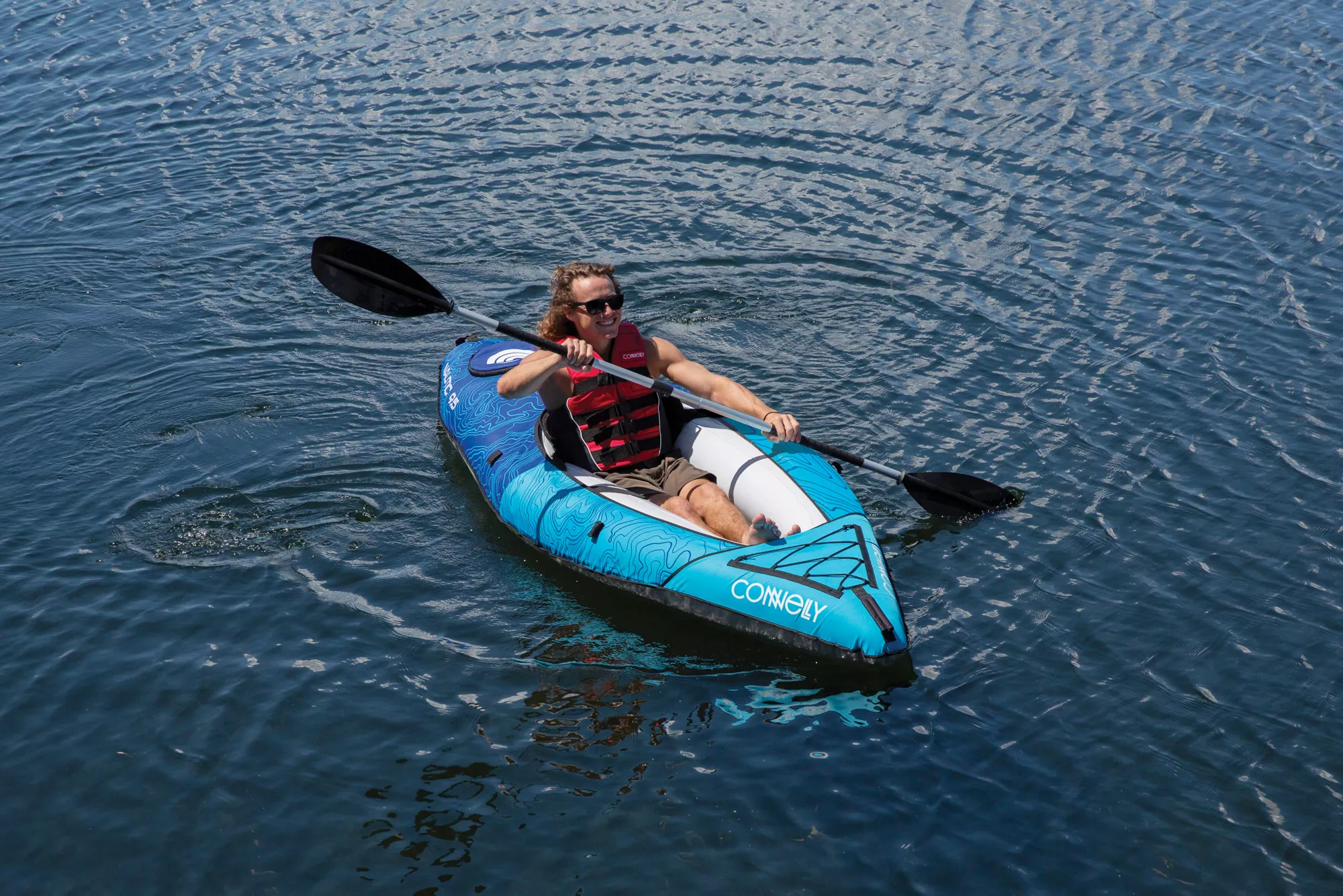 Connelly Nautic 9.5 Solo Rider Inflatable Kayak, Blue/White