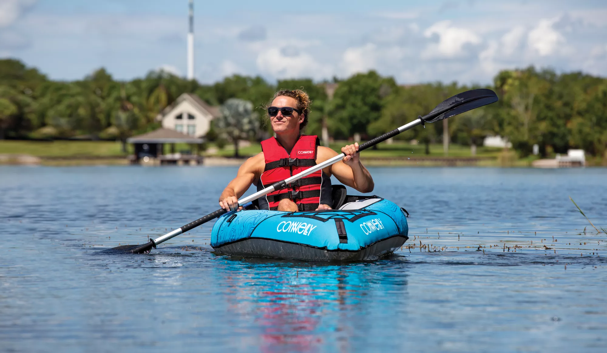 Connelly Nautic 9.5 Solo Rider Inflatable Kayak, Blue/White