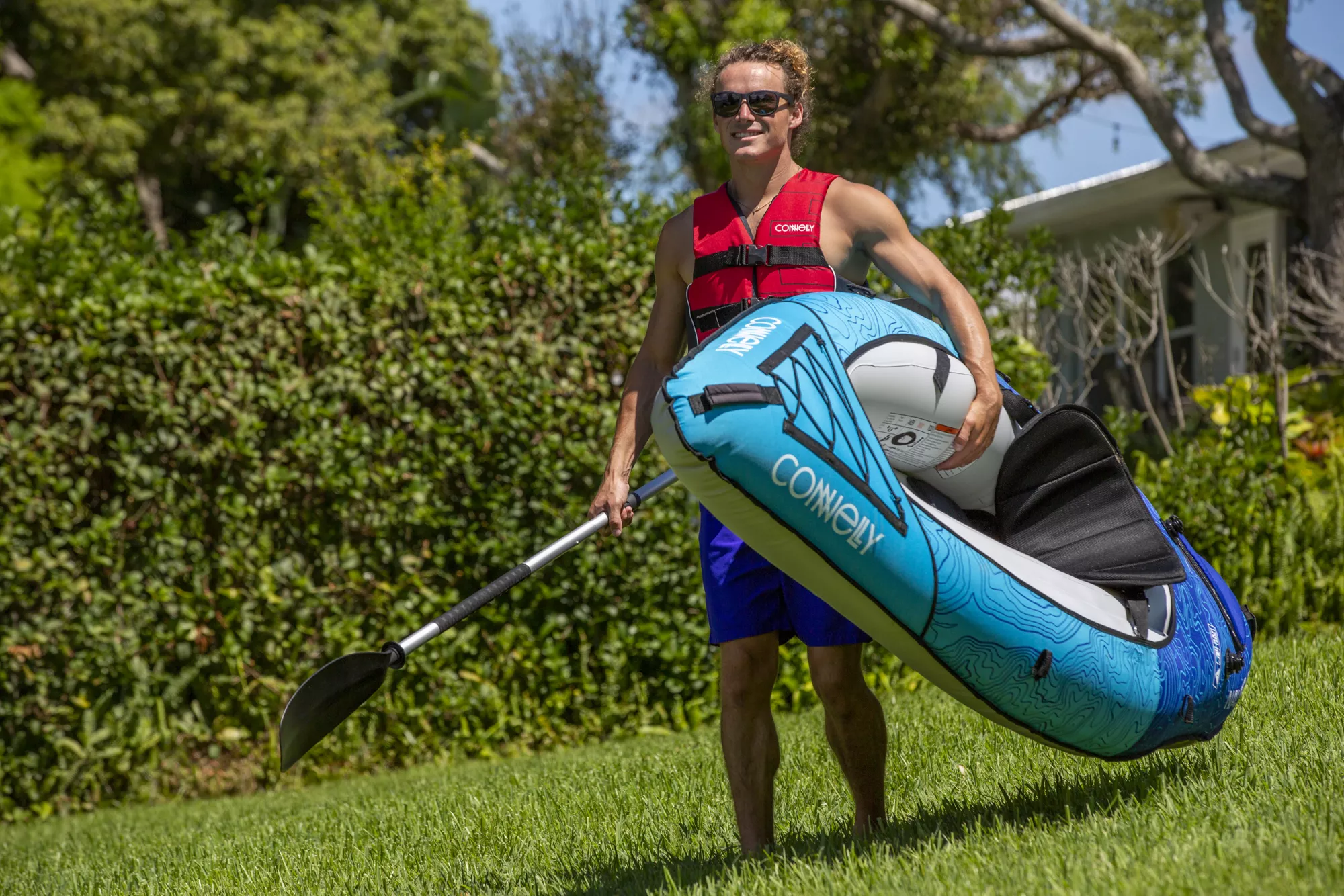 Connelly Nautic 9.5 Solo Rider Inflatable Kayak, Blue/White