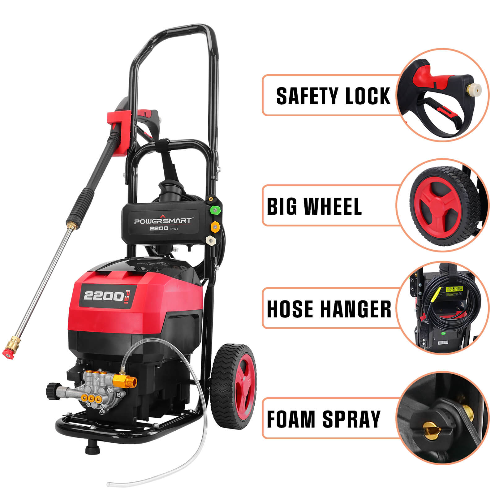 Powersmart 2200PSI 1.2GPM Electric Pressure Washer DB1001
