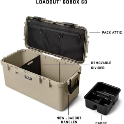 YETI LoadOut GoBox 60 Gear Case, Tan