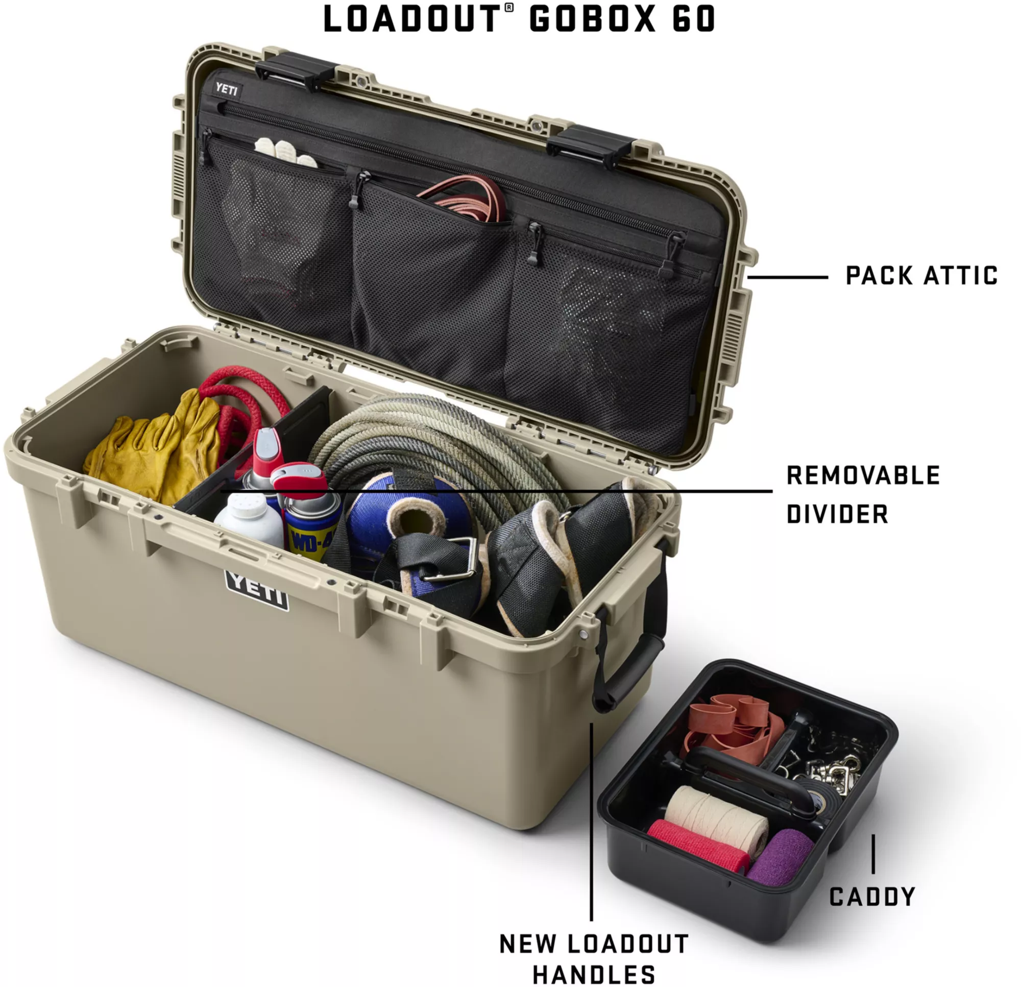 YETI LoadOut GoBox 60 Gear Case, Tan