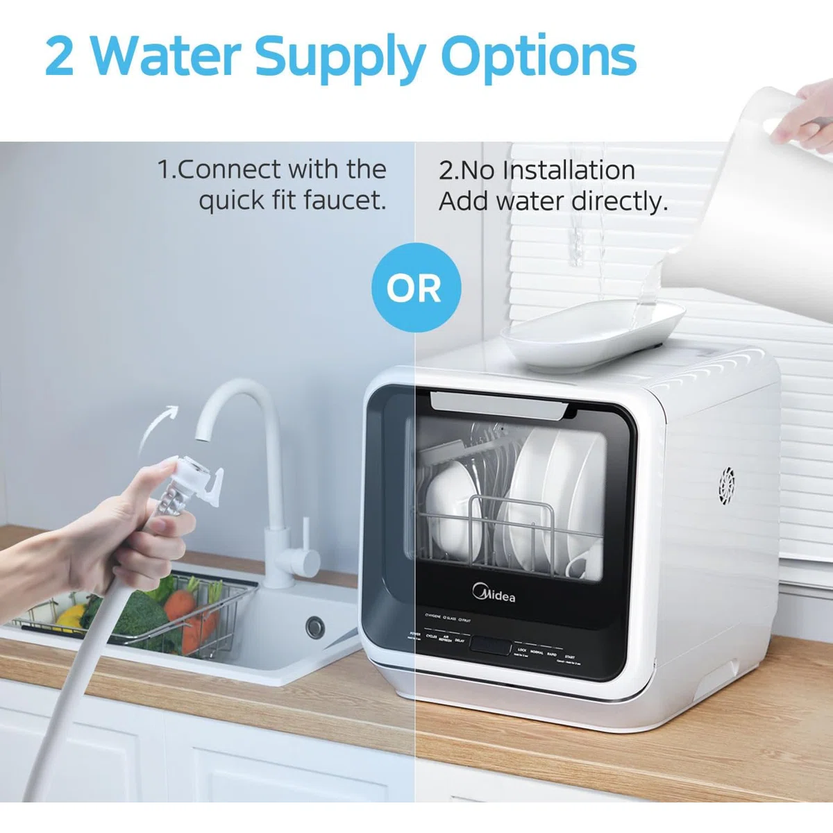 Midea MDC17P0ABB Portable Countertop Mini 5L Built-in Water Tank, No Hookup Needed MDC17P0ABB