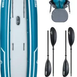 Quest Patoka Inflatable Tandem Kayak Package, Teal/Gray