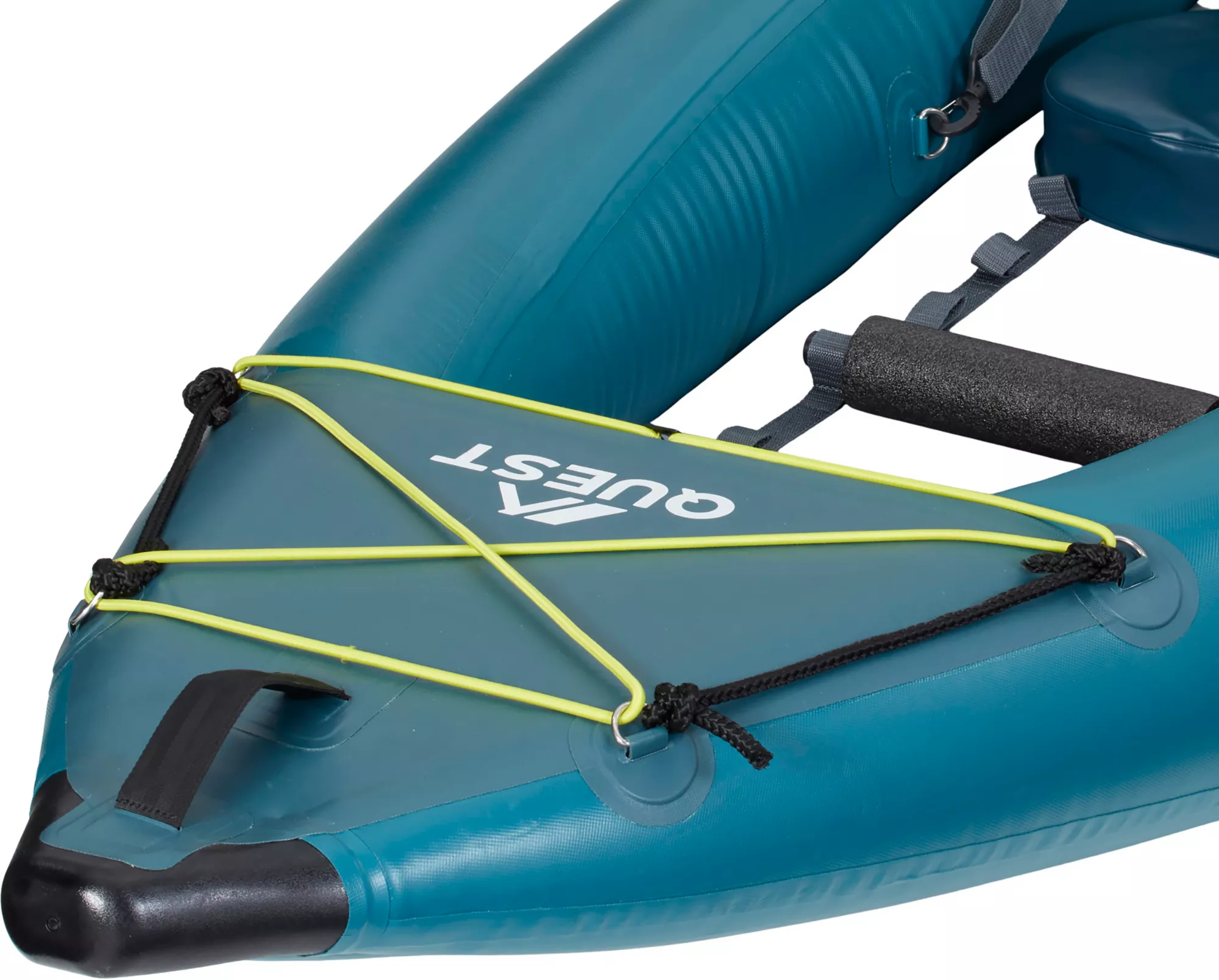 Quest Patoka Inflatable Tandem Kayak Package, Teal/Yellow