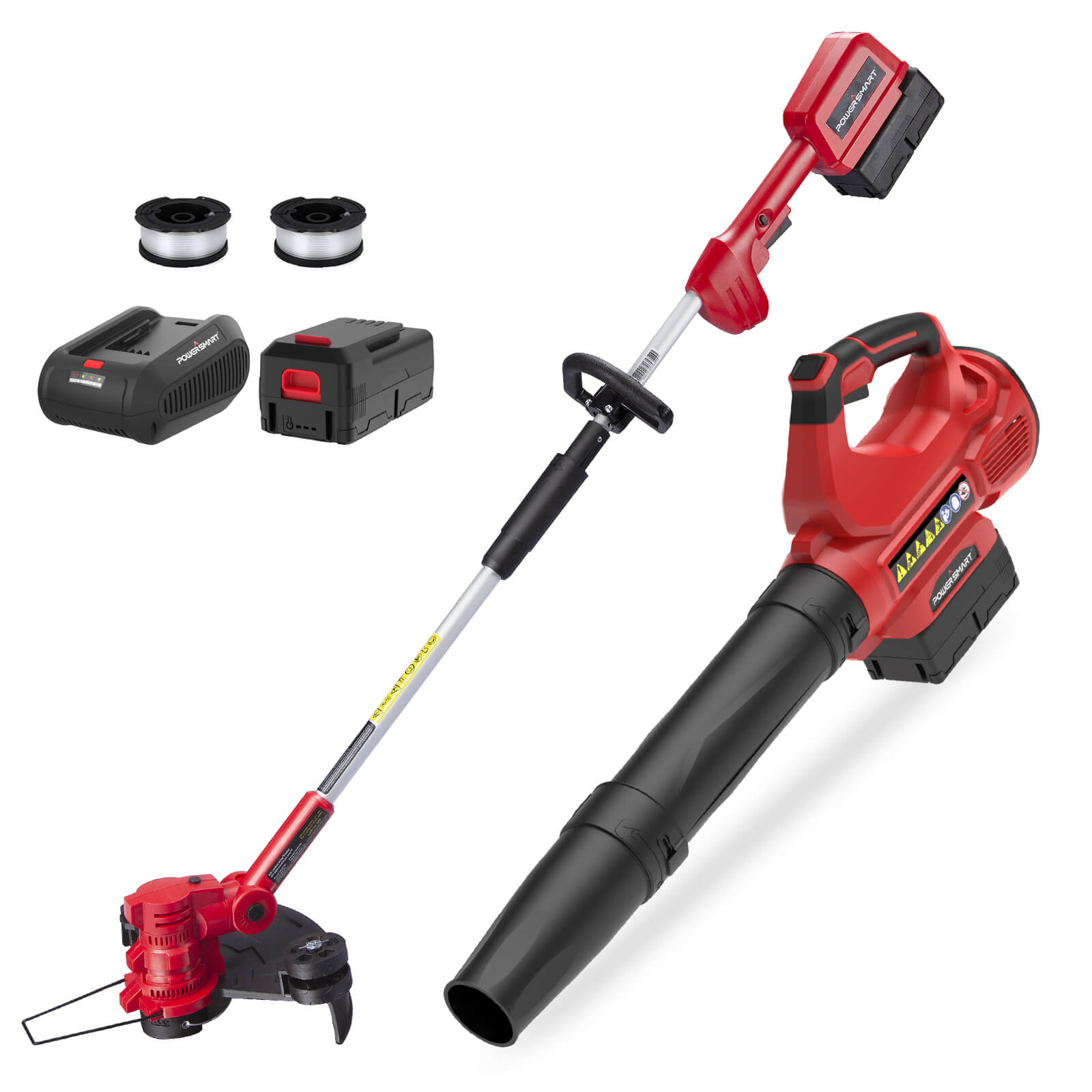 Powersmart 40V String Trimmer & Edger + 40V Leaf Blower Combo Kit with 4.0Ah Battery PS76500C