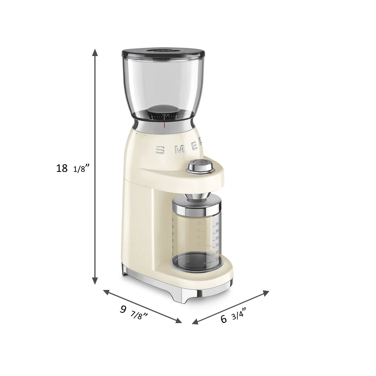 SMEG 50's Retro Style Coffee Grinder, Cream