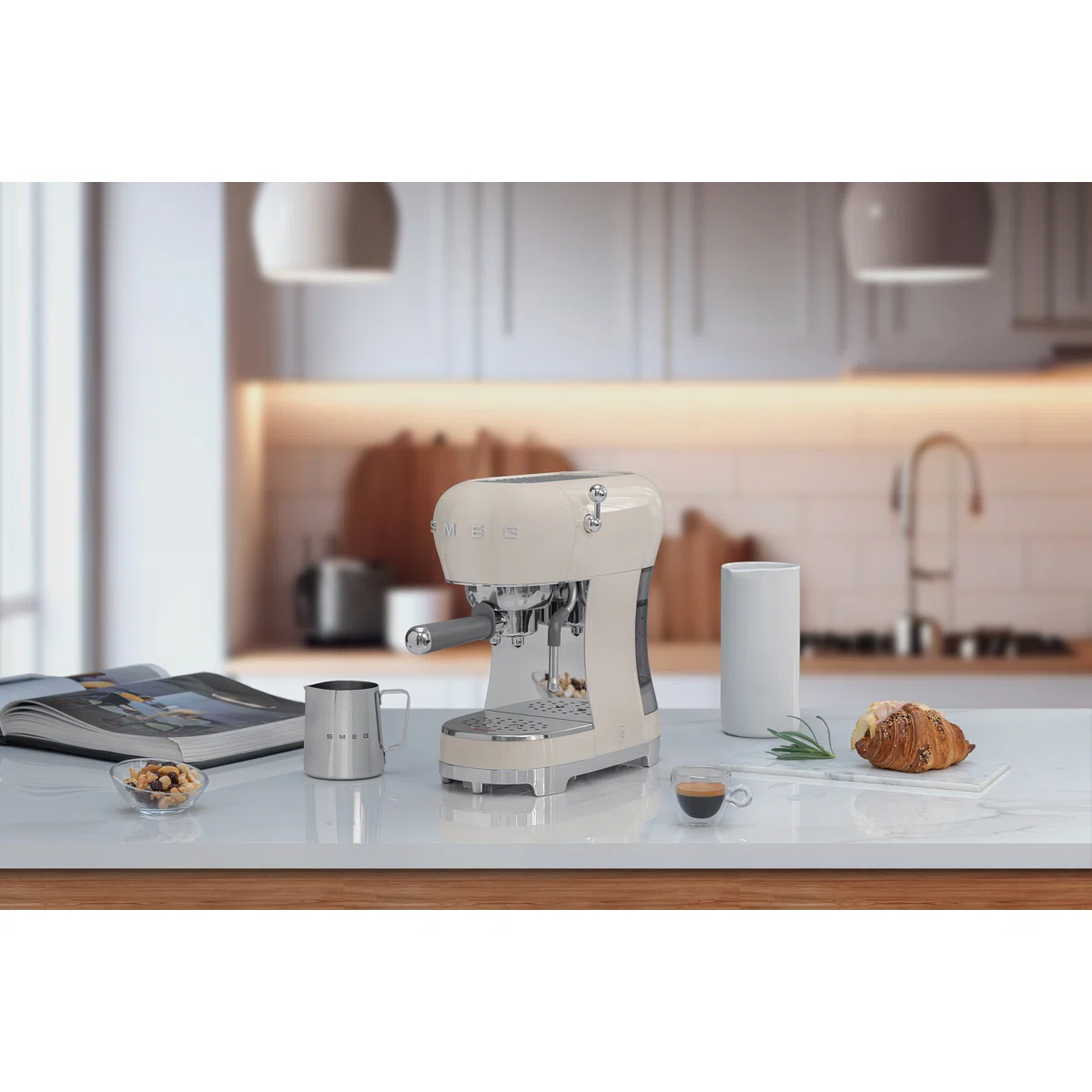 SMEG Manual Espresso Machine, Cream