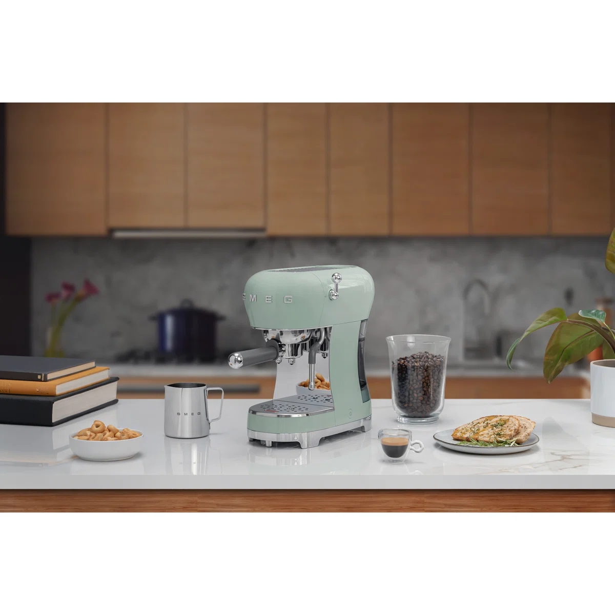 SMEG Manual Espresso Machine, Pastel Green