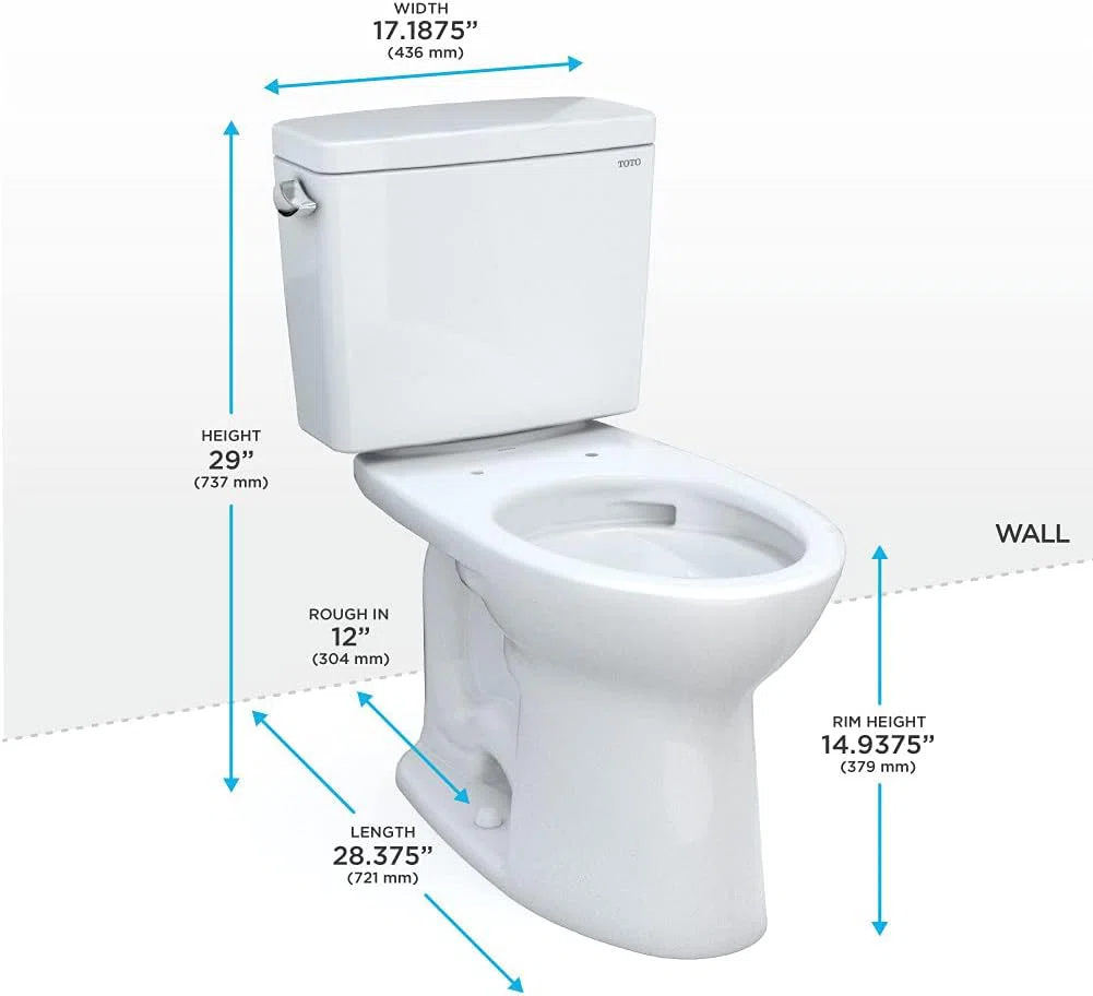 TOTO Drake 1.6 Elongated Two-Piece TORNADO FLUSH Toilet (Seat Not Included)