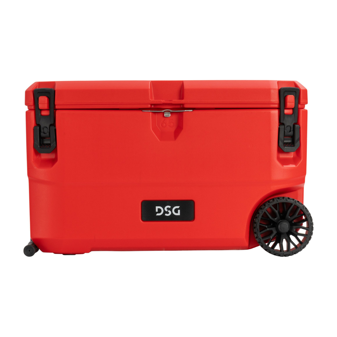 DSG Victory 65 Quart Hard Cooler with Wheels - Red