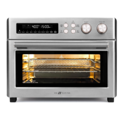 VAL CUCINA Retro Style Infrared Heating Air Fryer Toaster Oven, Extra Large Countertop Convection Oven, Brushed Stainless Steel Finish