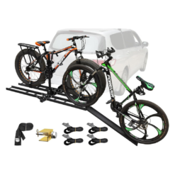 Platform Bike Rack Hitch Mount with Ramp for 2 Bikes - Ebike Rack Fit Fat Tire Up to 200 lbs