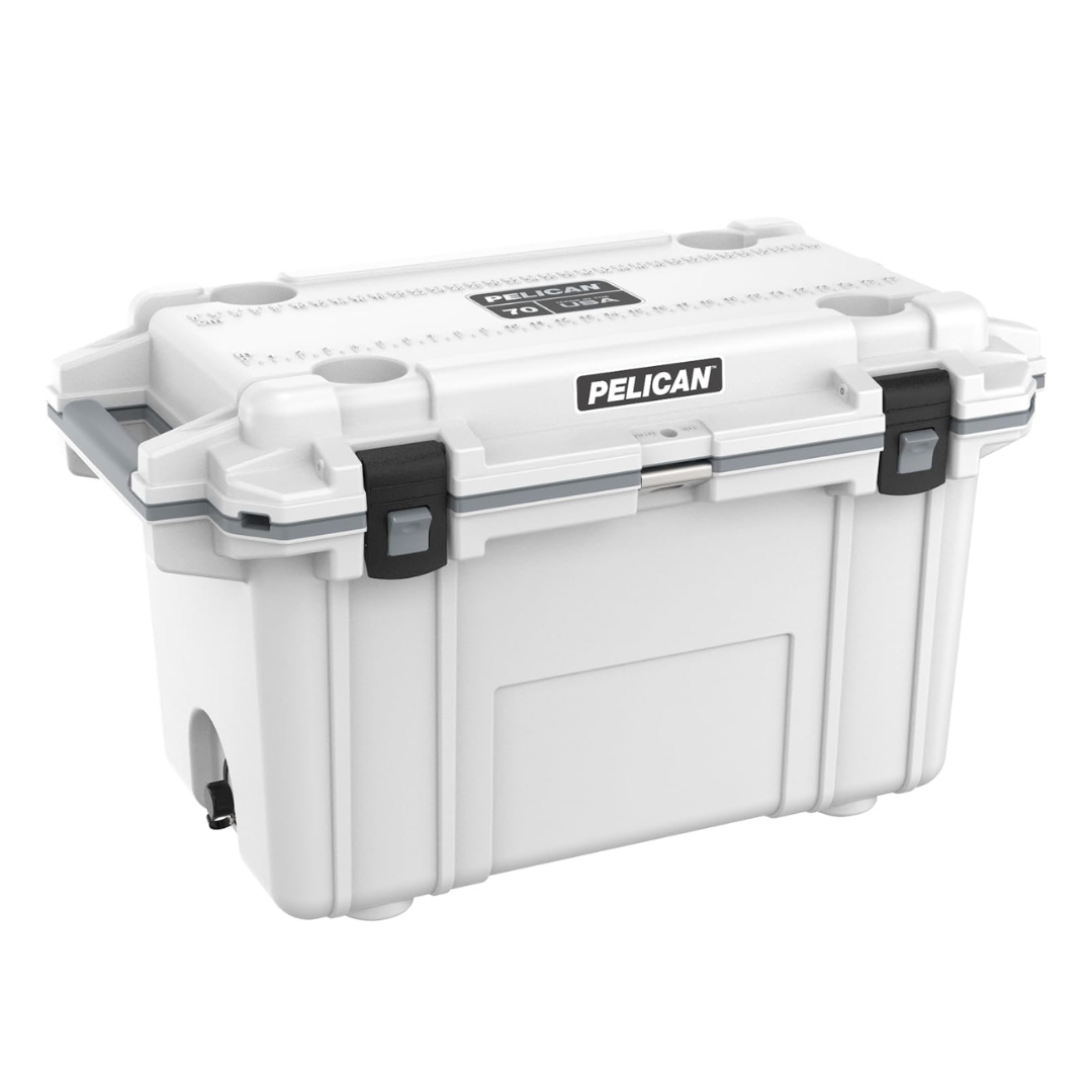 Pelican 70 Quart Elite Cooler, White/Gray