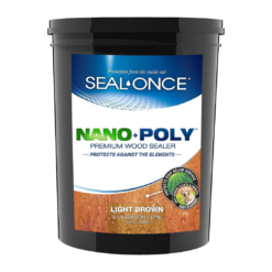 Seal-Once Nano+Poly Penetrating Wood Sealer with Polyurethane - Premium Waterproof Sealant - 5 Gallon & Light Brown