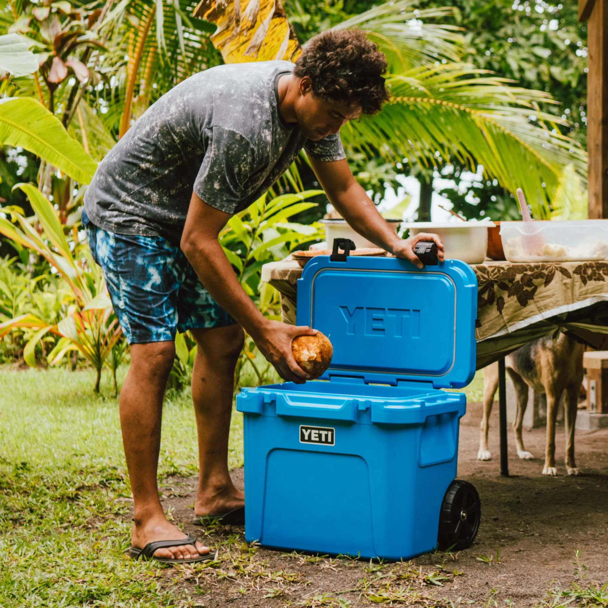 YETI Roadie 60 Wheeled Cooler, Big Wave Blue