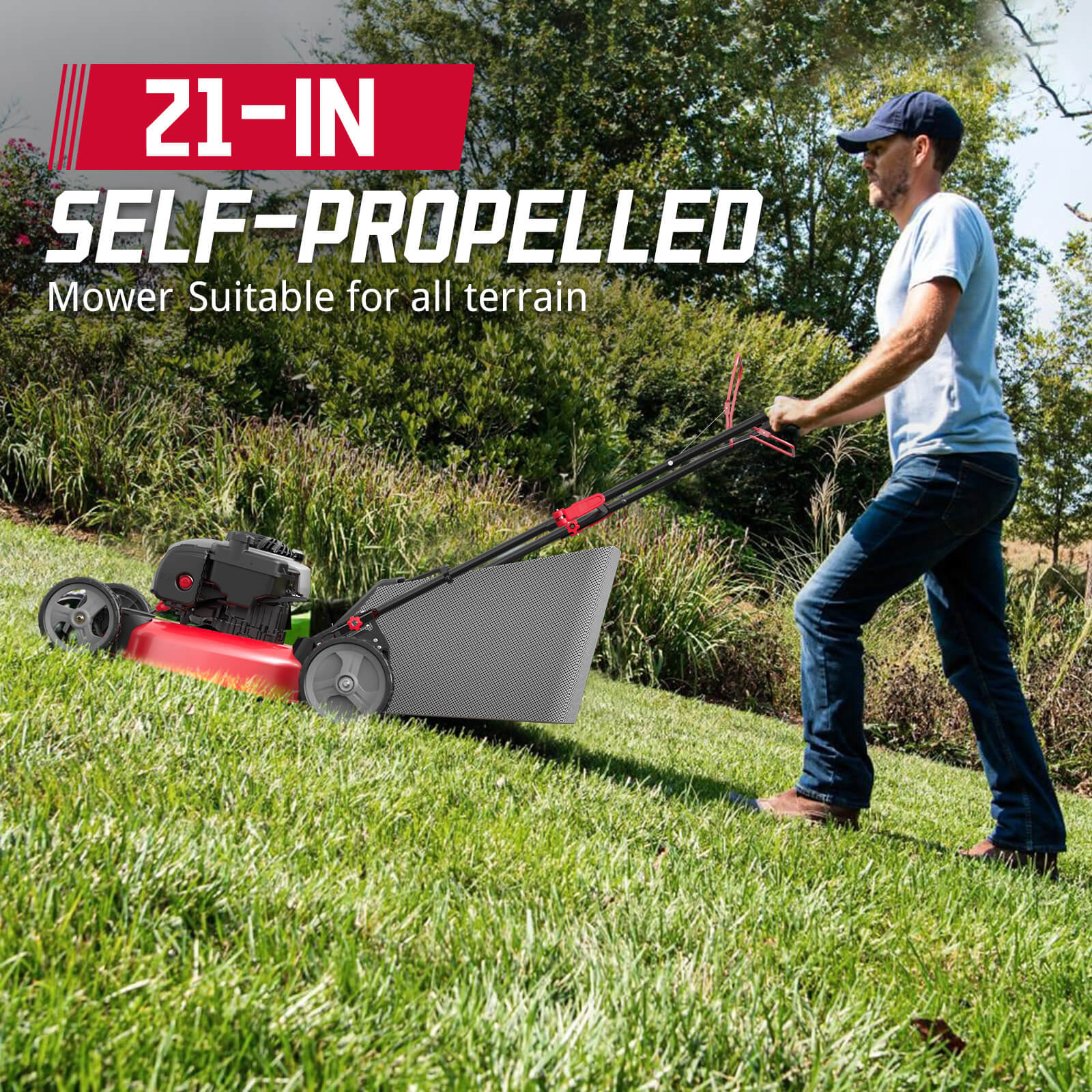 Powersmart 21" 140cc Gas Self-Propelled Lawn Mower with Briggs & Stratton Engine HB8622S