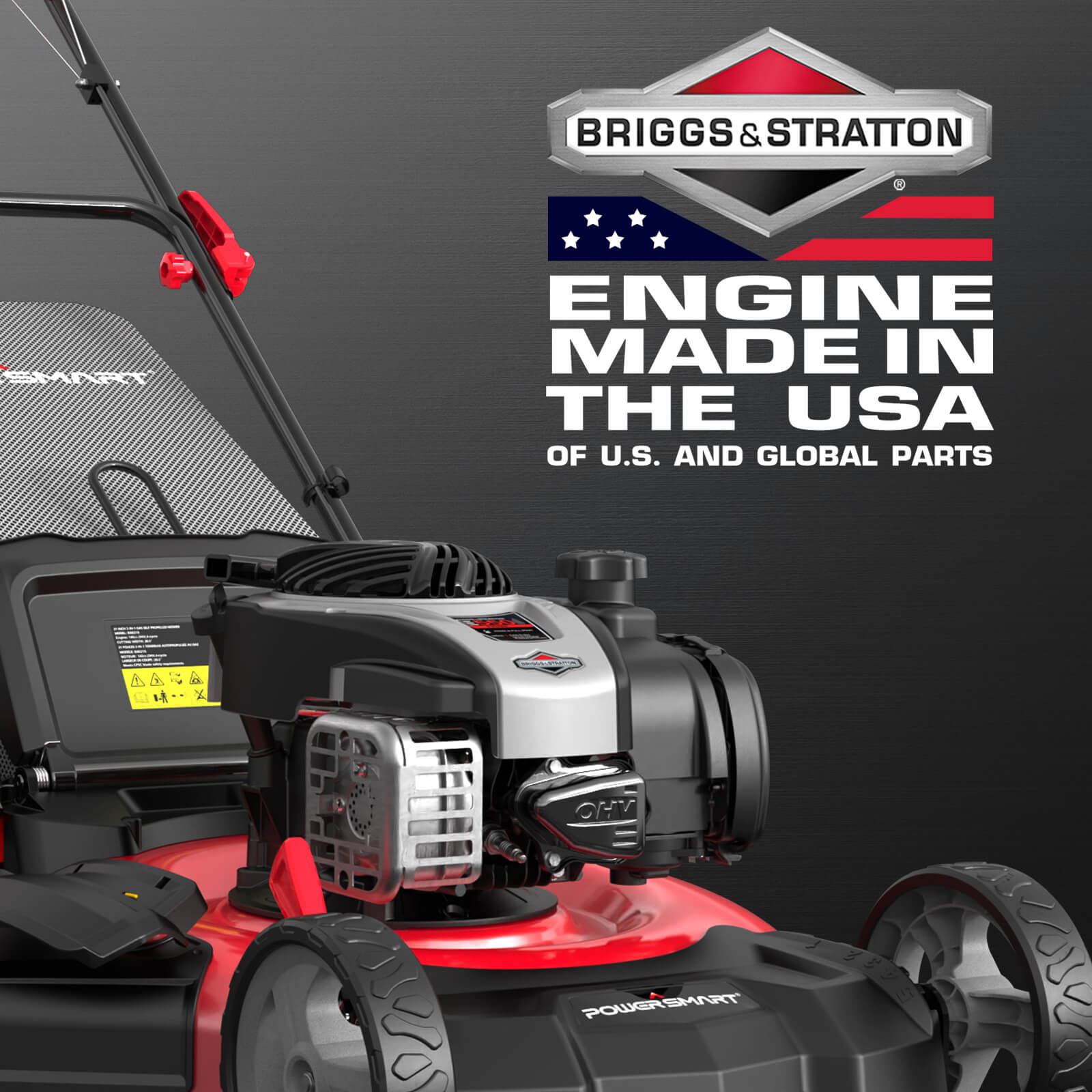 Powersmart 21" 140cc Gas Self-Propelled Lawn Mower with Briggs & Stratton Engine HB8622S