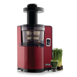 Omega Juicer Cold Press Vertical 43 RPM Slow Masticating Compact Juice Extractor, Red