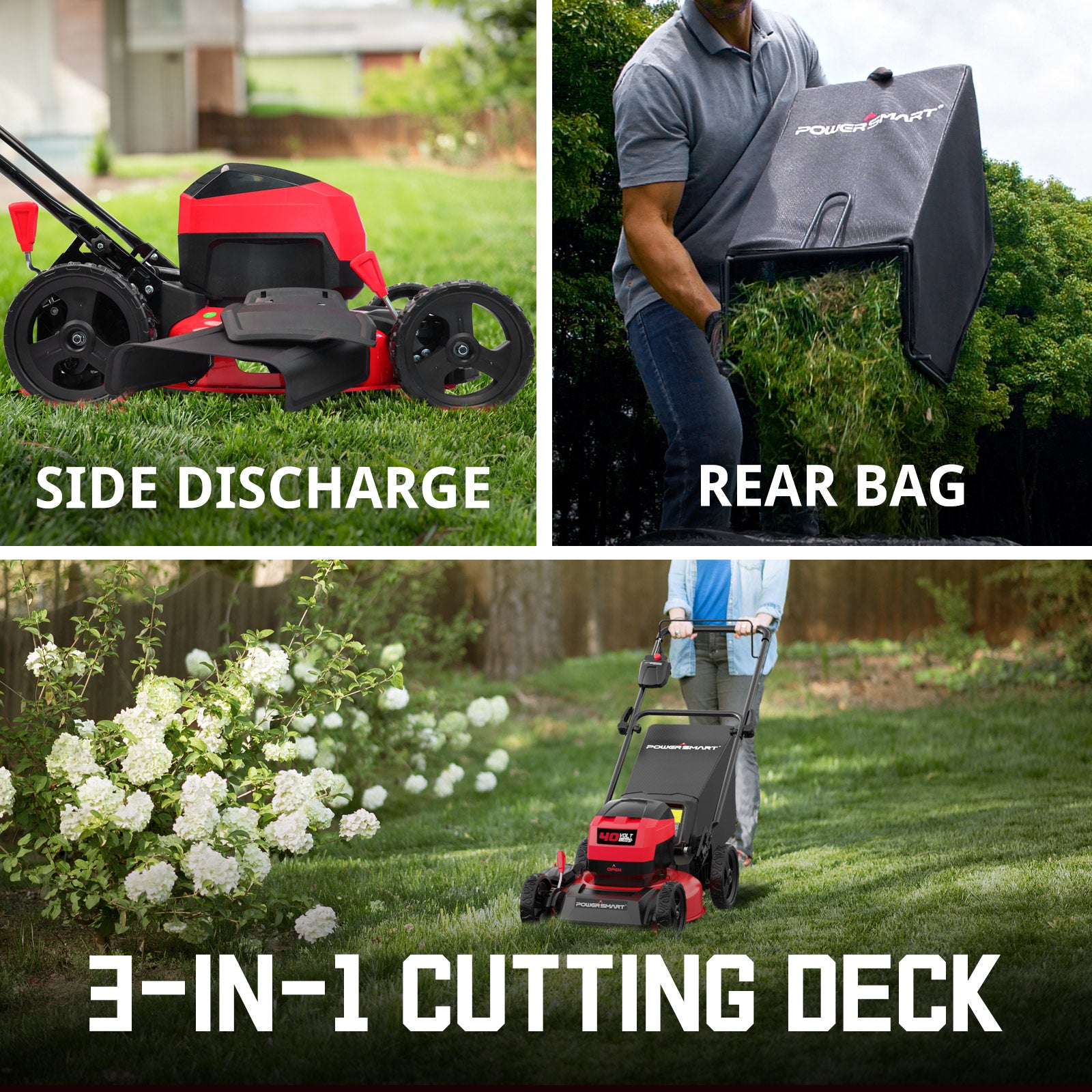 Powersmart 40V 17" Cordless Push Lawn Mower w/ 4.0Ah Battery & Charger MB2418A
