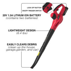 Powersmart 20V 120CFM Cordless Leaf Blower w/ Two Batteries & Charger PS76101A-2B