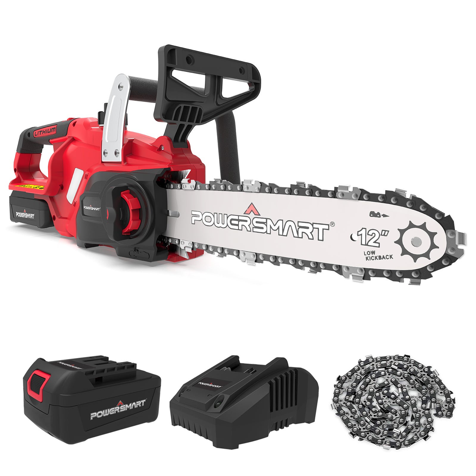 Powersmart 20V 12" Cordless Chainsaw w/ Battery & Charger PS76122A