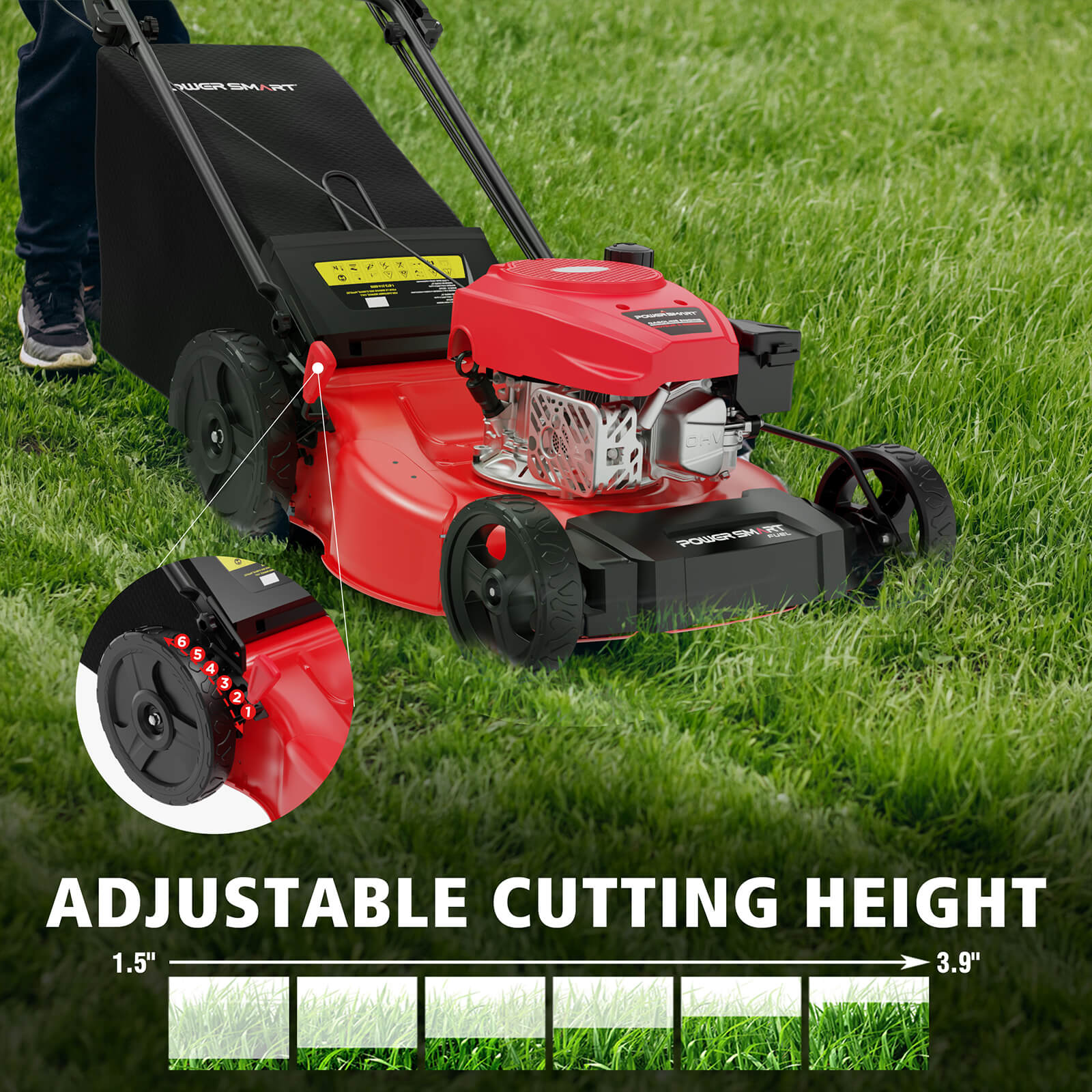 Powersmart 21 " 170cc Gas Self-Propelled 3-in-1 Lawn Mower V8721S