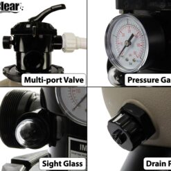 Rx Clear Radiant 24 Inch Sand Filter System | for In-Ground Swimming Pools Up to 33,000 Gallons | 6-Way Top Mount Filter Valve