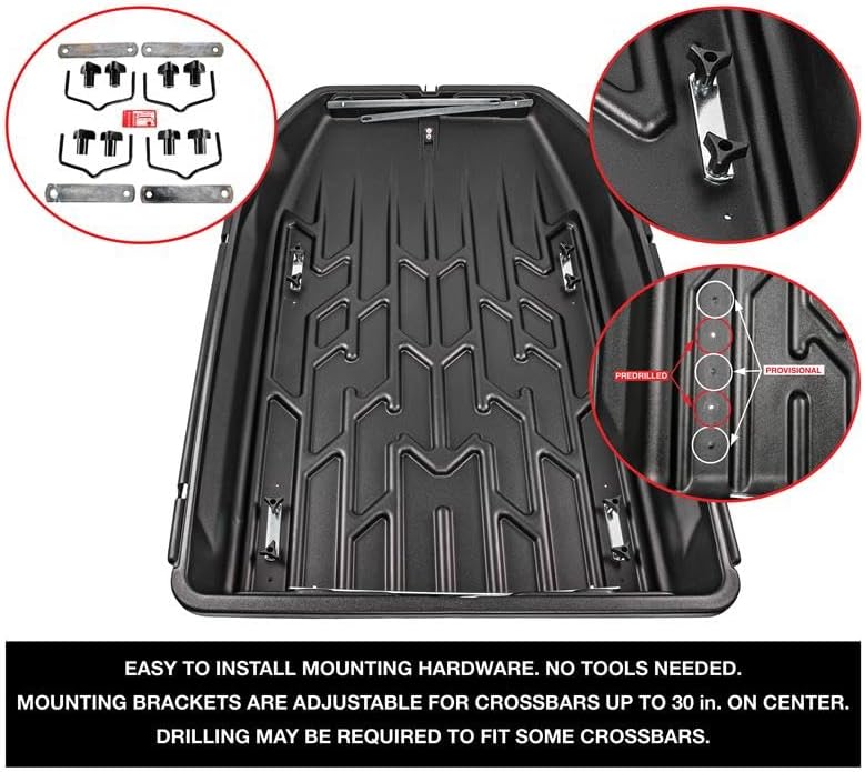 JEGS Rooftop Cargo Carrier for Car Storage - 18 Cubic Ft - 110 Lb Capacity