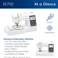 Brother SE700 Sewing and Embroidery Machine, White
