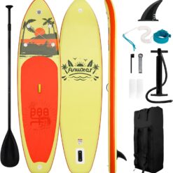 FunWater Inflatable Stand Up Paddle Board with Premium SUP Paddleboard Accessories, Anti-Slip EVA Deck, 11'/10'6'' Paddle Boards for Adults & Youth of All Skill Levels