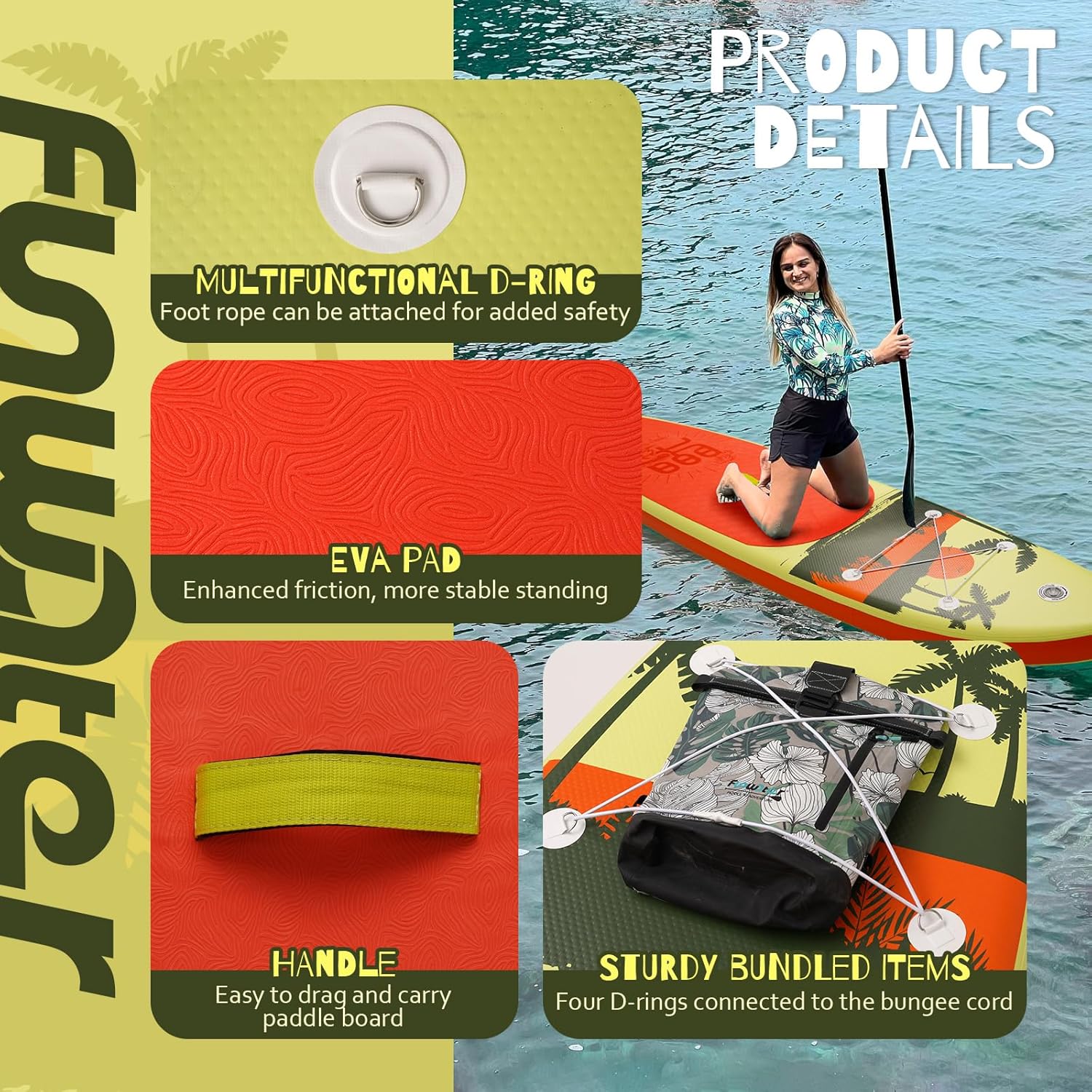 FunWater Inflatable Stand Up Paddle Board with Premium SUP Paddleboard Accessories, Anti-Slip EVA Deck, 11'/10'6'' Paddle Boards for Adults & Youth of All Skill Levels