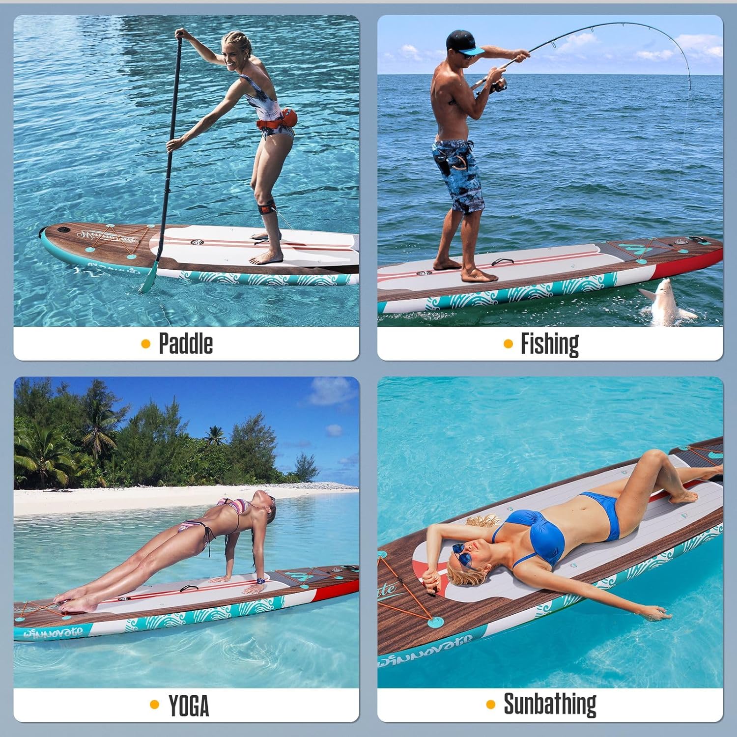 WNOVA 11'6"x35"x6" Wood Grain Stand Up Paddle Board Inflatable, Portable SUP Paddleboard with Complete Accessories, Classic Wood 11'6"x35"
