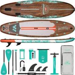 WNOVA 11'6"x35"x6" Wood Grain Stand Up Paddle Board Inflatable, Portable SUP Paddleboard with Complete Accessories