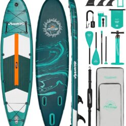 WNOVA 11'6"x35"x6" Wood Grain Stand Up Paddle Board Inflatable, Portable SUP Paddleboard with Complete Accessories, Ocean Current